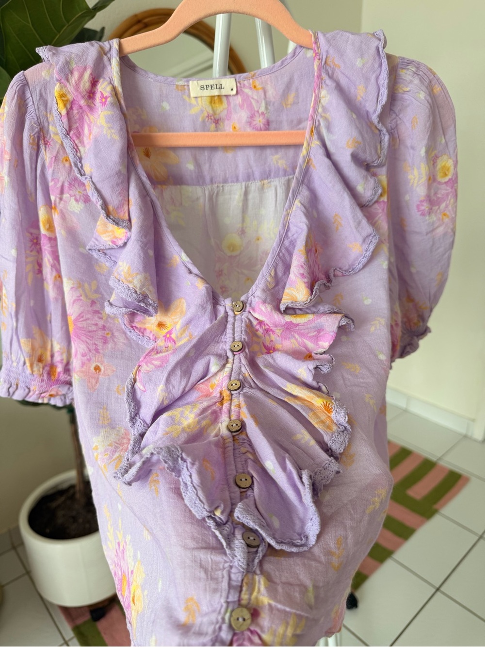 Spell Lavender Floral Ruffle Blouse - Picture 6 of 10